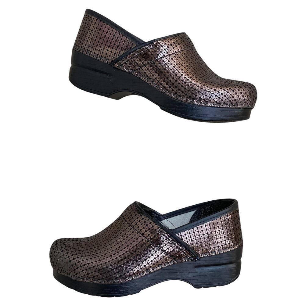 Dansko Professional Clogs EU 35 US 5 Metallic Bronze Sequined Nurse Comfort Shoe